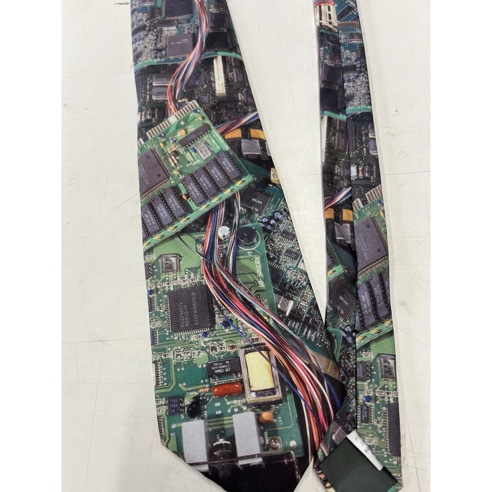 Ralph Marlin RM Tie Computer Circuit Board 3.5" Wide 56" Long Polyester USA